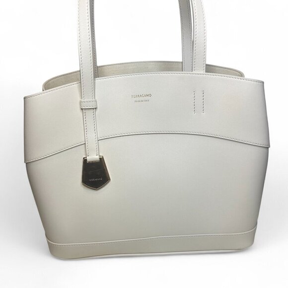 Salvatore Ferragamo Handbags - SALVATORE FERRAGAMO Charming Small Leather Tote, Mascarpone, NWT